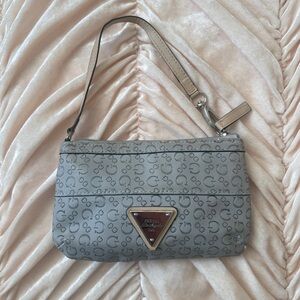 Gray Guess Monogram Wristlet Bag